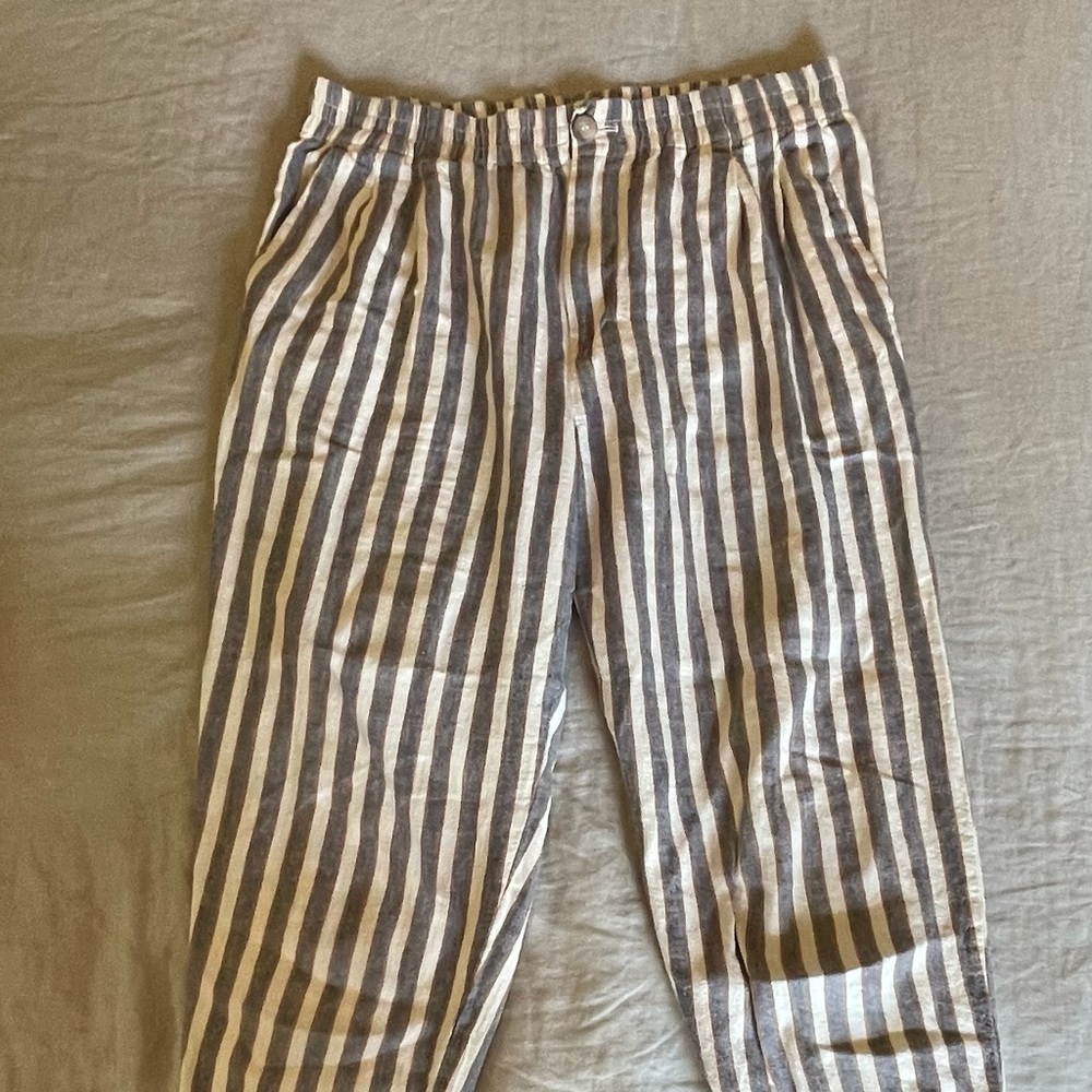 Madewell Linen Blend Track Trousers in Stripe
